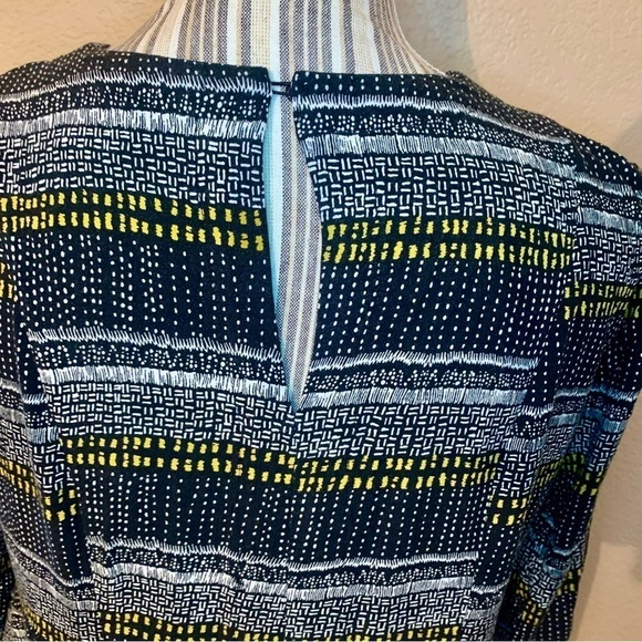 H&M Tunic Top Sz 10 Black Geometric Pattern White Yellow 100% Viscose Boho - Picture 9 of 15